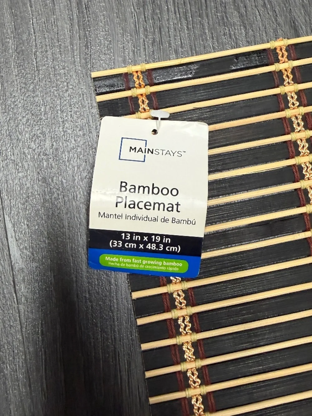 Bamboo Placemat Set of 8 Black/Brown 13